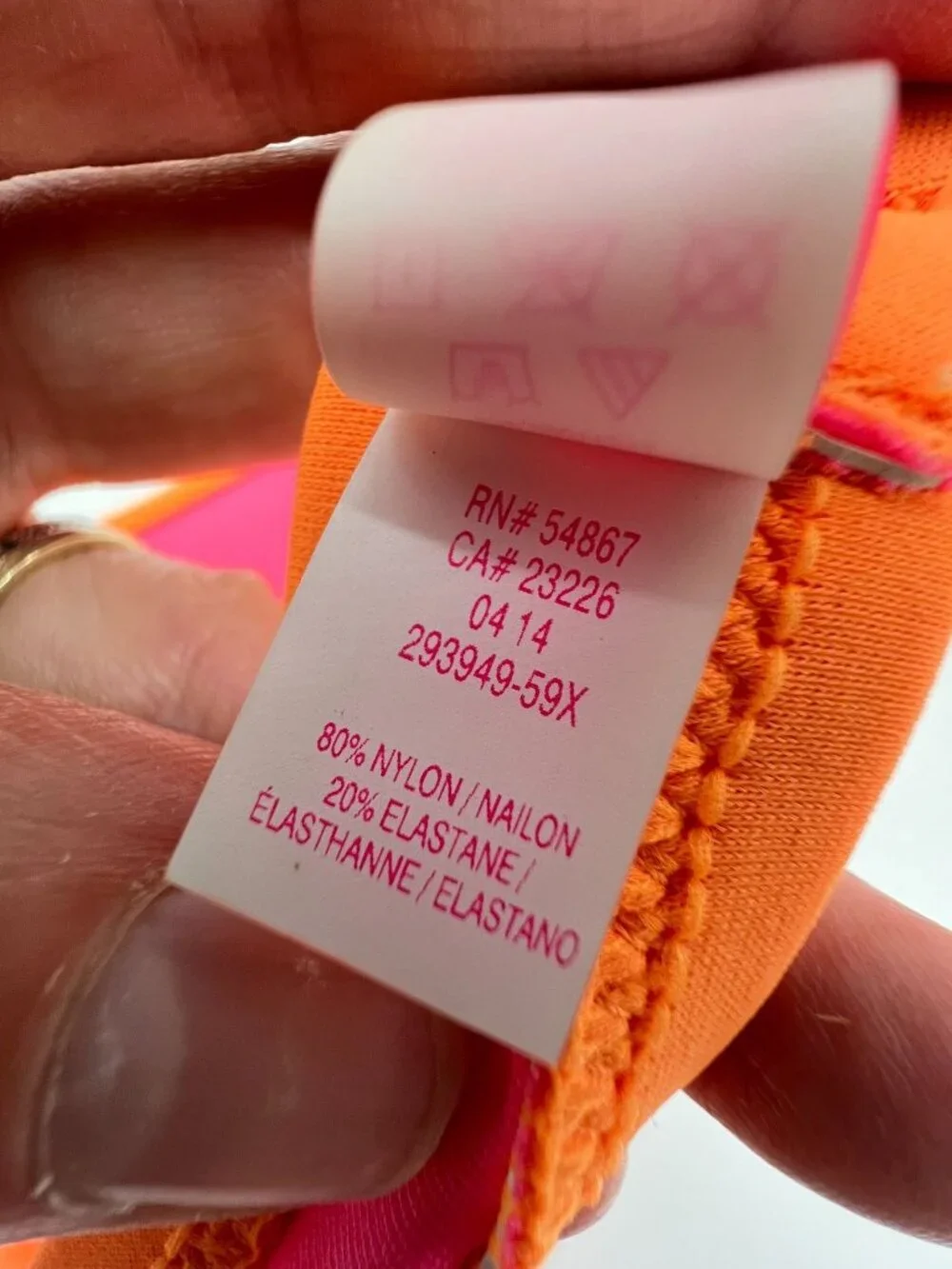 Victoria's Secret Pink Halter Bikini Top Orange Strapless Bandeau Top Size 32B